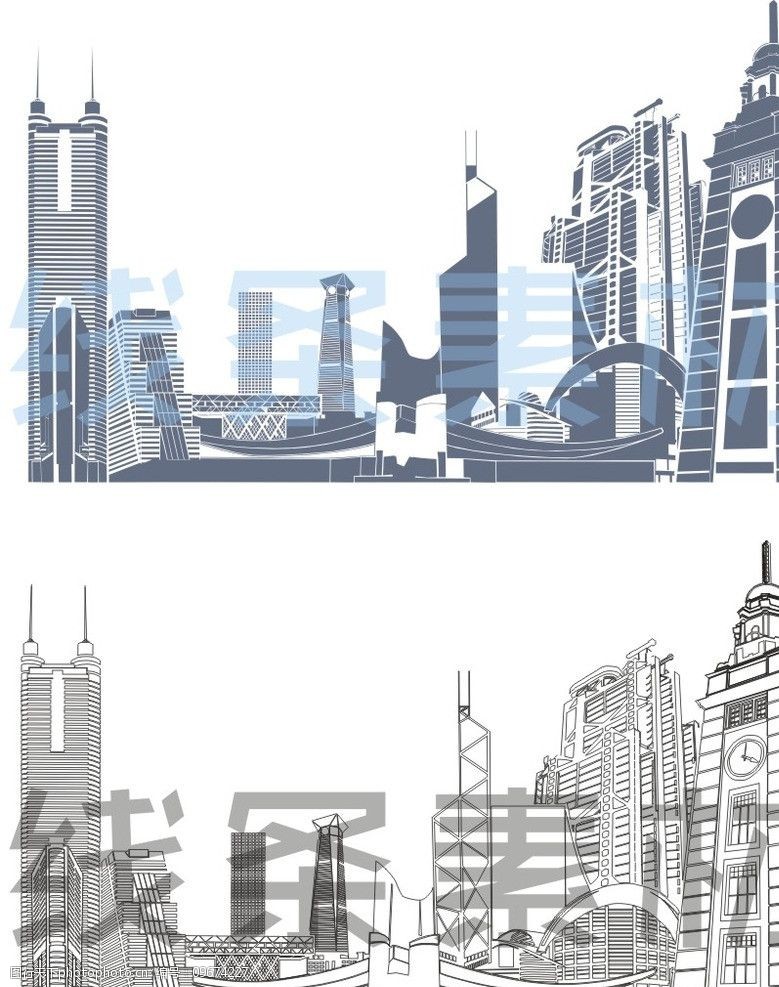 城市线条图城市剪影图片