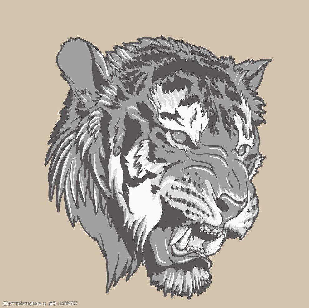 关键词:老虎 虎头 动物 野生动物 图案 美术绘画 文化艺术 矢量 ai