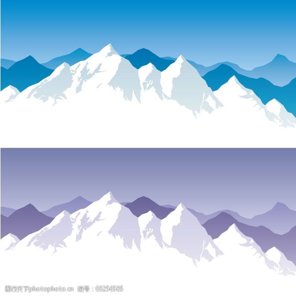 蓝色,紫色雪山矢量图