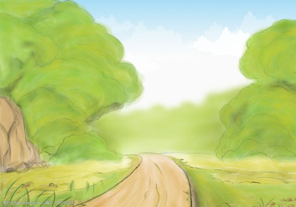 关键词:手绘道路场景 背景 手绘场景 山路 小路 山林 风景漫画 动漫