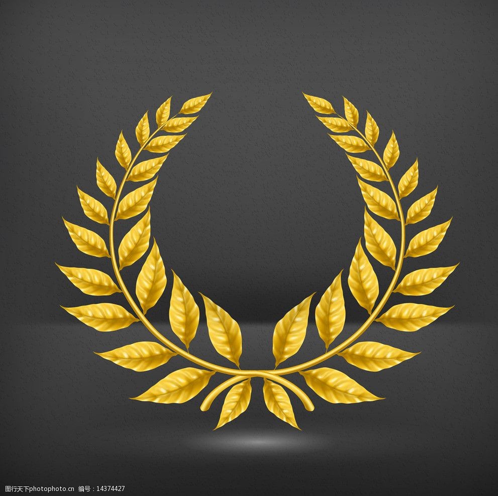 金色 花纹 古典 周年 桂冠 挂牌 周年庆 麦穗 橄榄 金叶 徽章 品牌