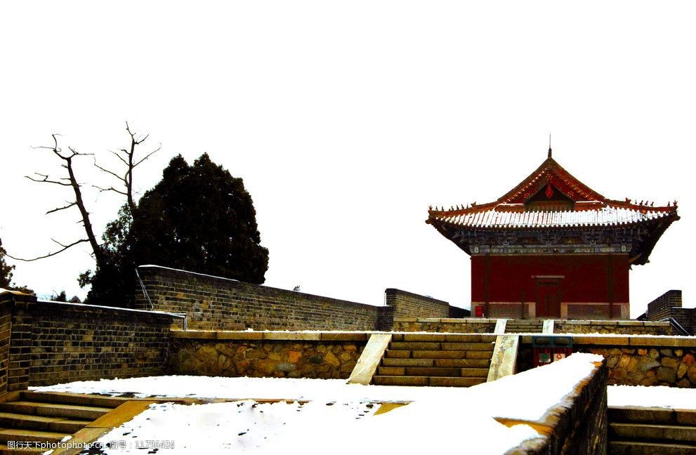 古城墙上的古楼图片