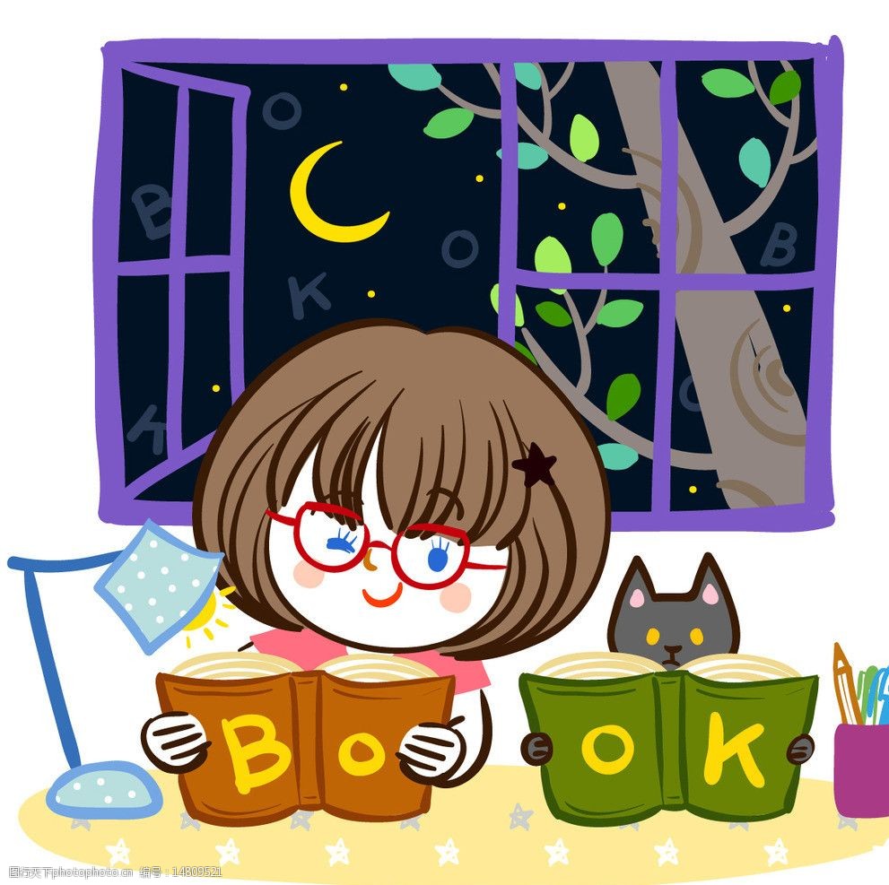 熬夜读书的女孩图片