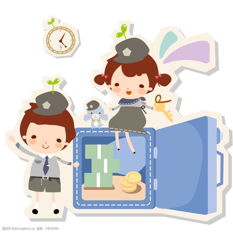 儿童警察和保险柜图片