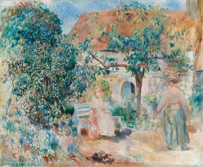 pierreaugusterenoir-atthegardeninbretagne,1886法国画家皮埃尔