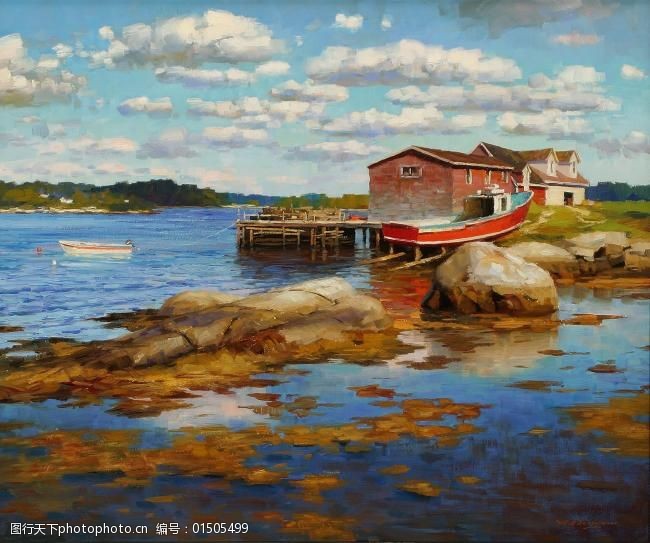 si200900080xl风景建筑田园植物水景田园印象画派写实主义油画装饰画