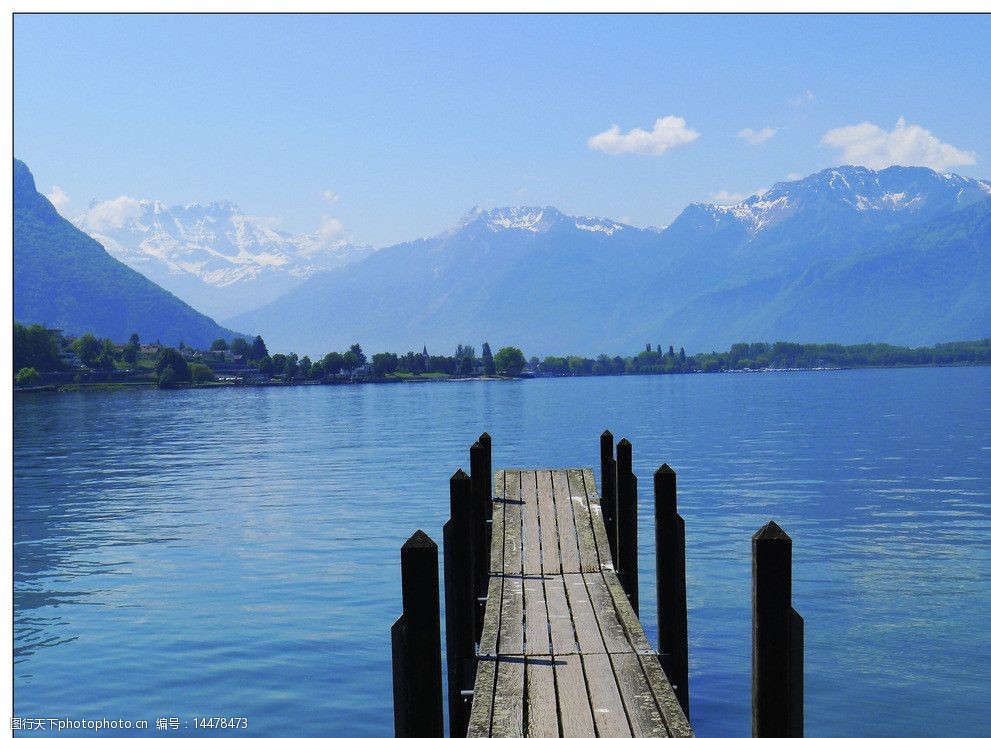 关键词:瑞士风光 瑞士 湖泊 木栈桥 绿树 远山 雪峰 蓝天 白云 国外