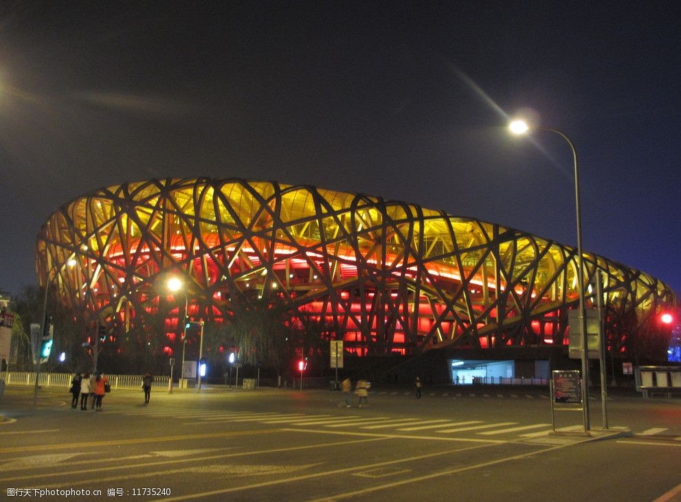 北京鸟巢夜景图片