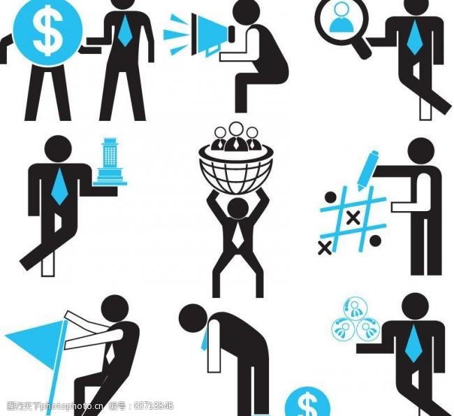 商务小人模板下载 职业人物 商业培训 小人图标 矢量 图标 logo 小