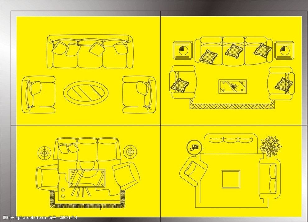关键词:沙发平面图 沙发 平面图 设计 室内设计 装潢设计 家具 cad