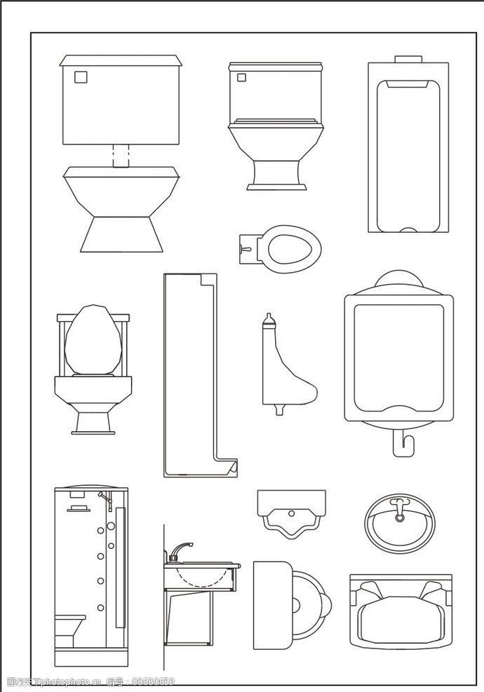 器 坐便器 小便器 艺术装饰 设计 室内设计 cad制图 失量图 平面图