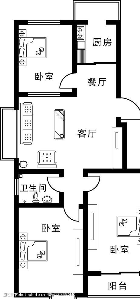 简单3居室户型图