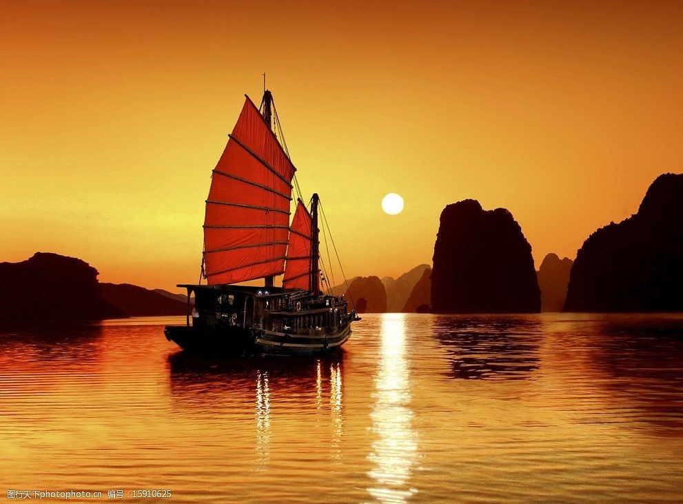 关键词:山水帆船 夕阳 帆船 船 行驶 山 水 桂林 山水风景 自然景观