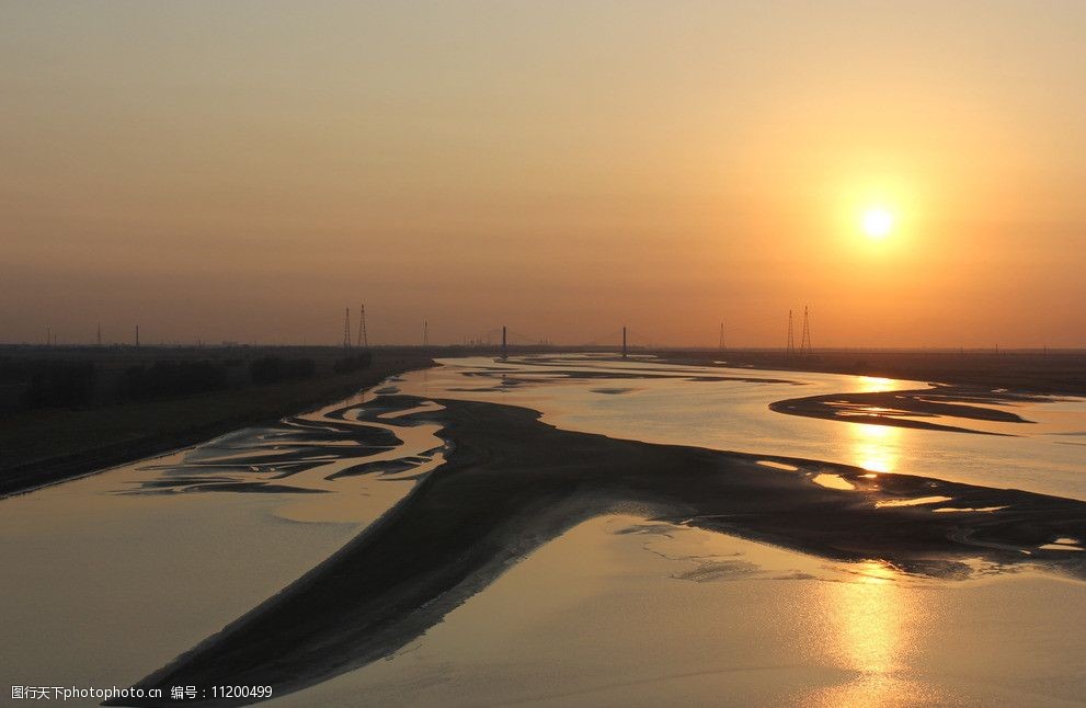 关键词:黄河落日 黄河 冬季 落日 入海口 大桥 自然风景 自然景观