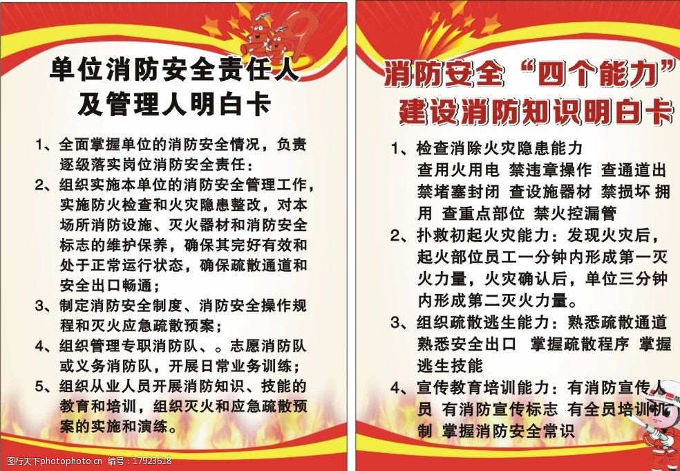 关键词:消防卡片 消防 消防知识 消防素材下载 消防模板下载 火 名片