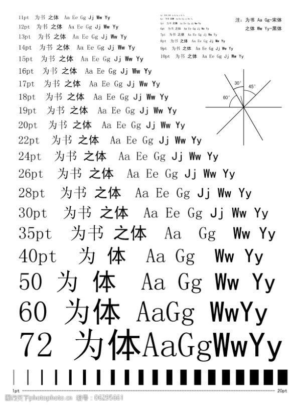 关键词:标尺及字号对照矢量素材免费下载 印刷 英文 中文 字体 字号