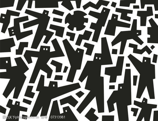 抽象卡通黑白图案—矢量素材2