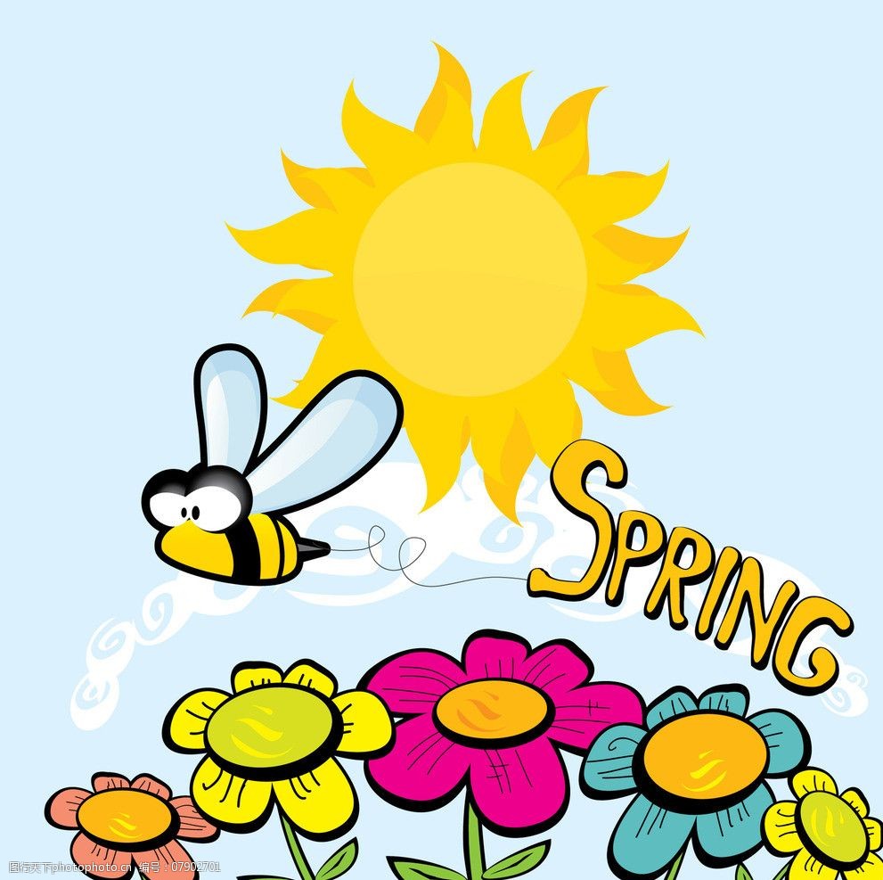 关键词:春天花卉 卡通蜜蜂 蜻蜓 花朵 太阳 矢量 卡通 春天 spring