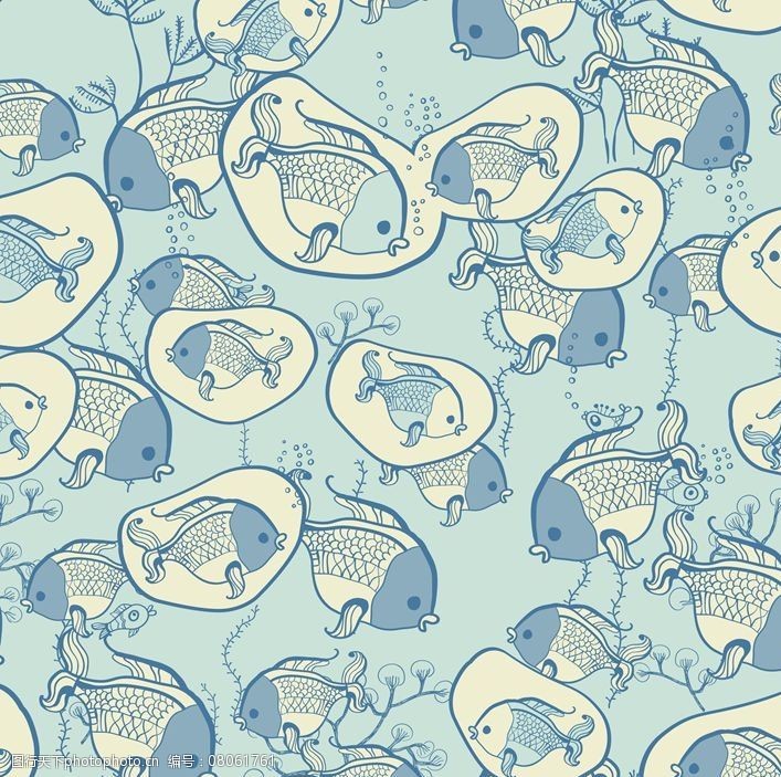小鱼花纹海洋生物花纹图片