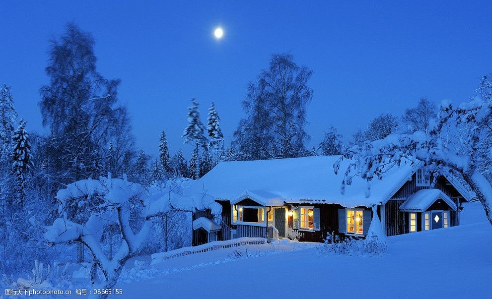冬季乡村房子图片