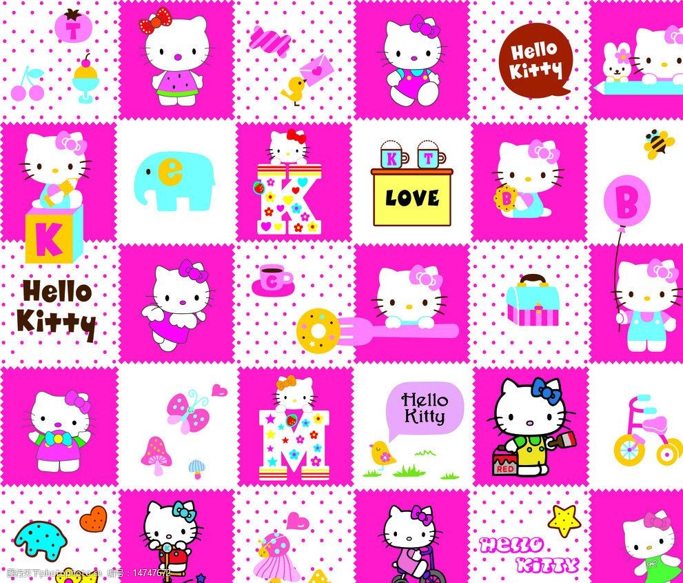 关键词:可爱猫 hello kitty 猫 粉色 漫画 矢量素材 其他矢量 矢量 ai