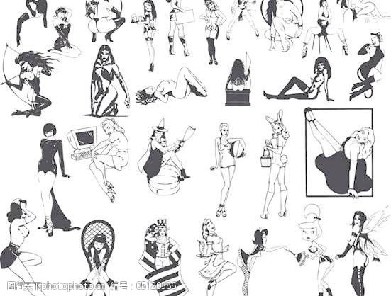 关键词:黑白线描性感女性剪影矢量素材免费下载 黑白 剪影 性感美女