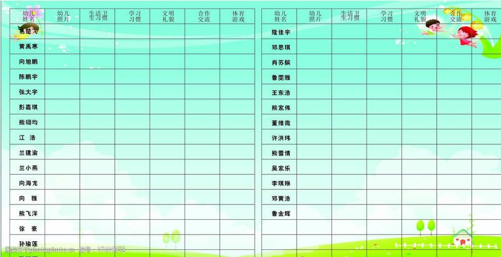 关键词:幼儿园学生在校表现 幼儿园 学生表现 表格 统计表 幼儿在校