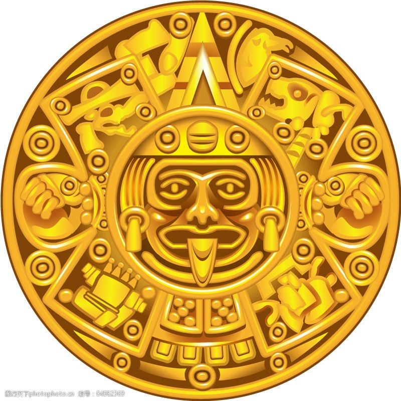 金色玛雅历法盘矢量素材