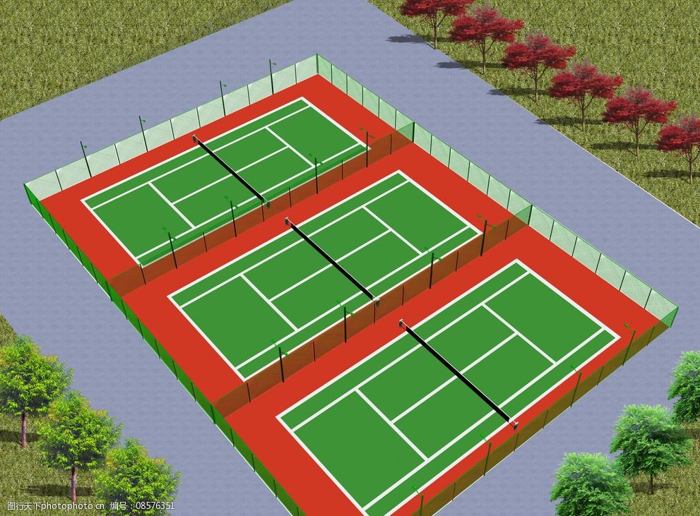 网球场效果图 网球场图片 球场效果图 网球场 围网 3d作品 3d设计