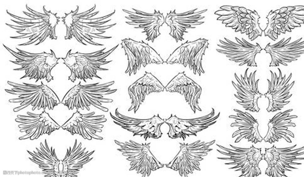 关键词:翅膀图案 翅膀 天使翅膀 恶魔翅膀 wing 纹身图案 t恤图案