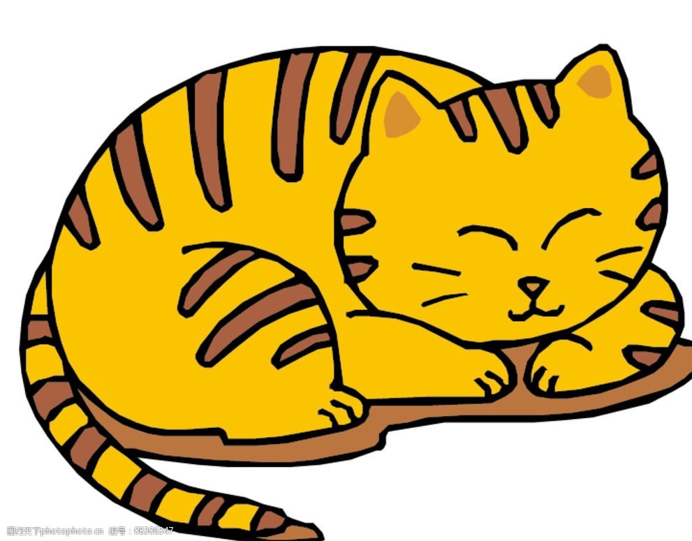 关键词:猫咪睡觉 黄色猫咪 享受 可爱 卡通 条纹 其他 动漫动画 设计