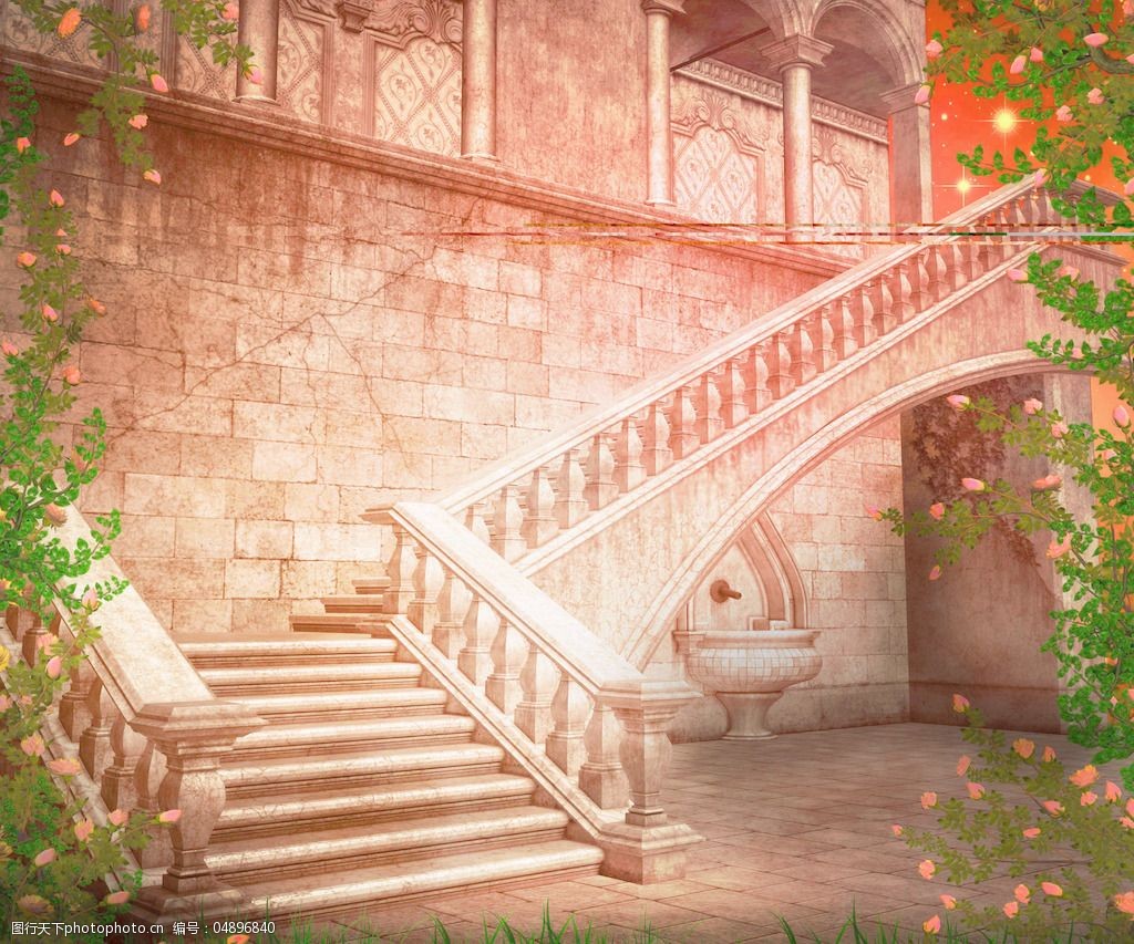 楼梯的梦幻城堡的背景