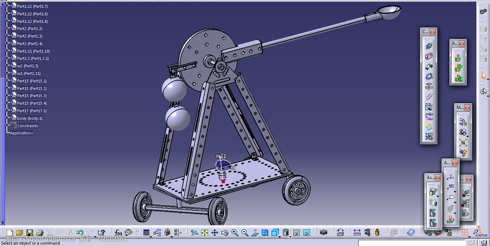 项目 yayli 艾哈迈德 投石机 catia 3d模型素材 建筑模型