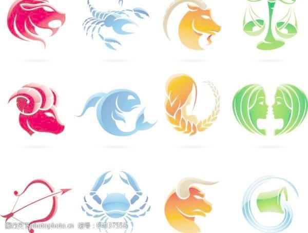 12星座卡通图案矢量素材4