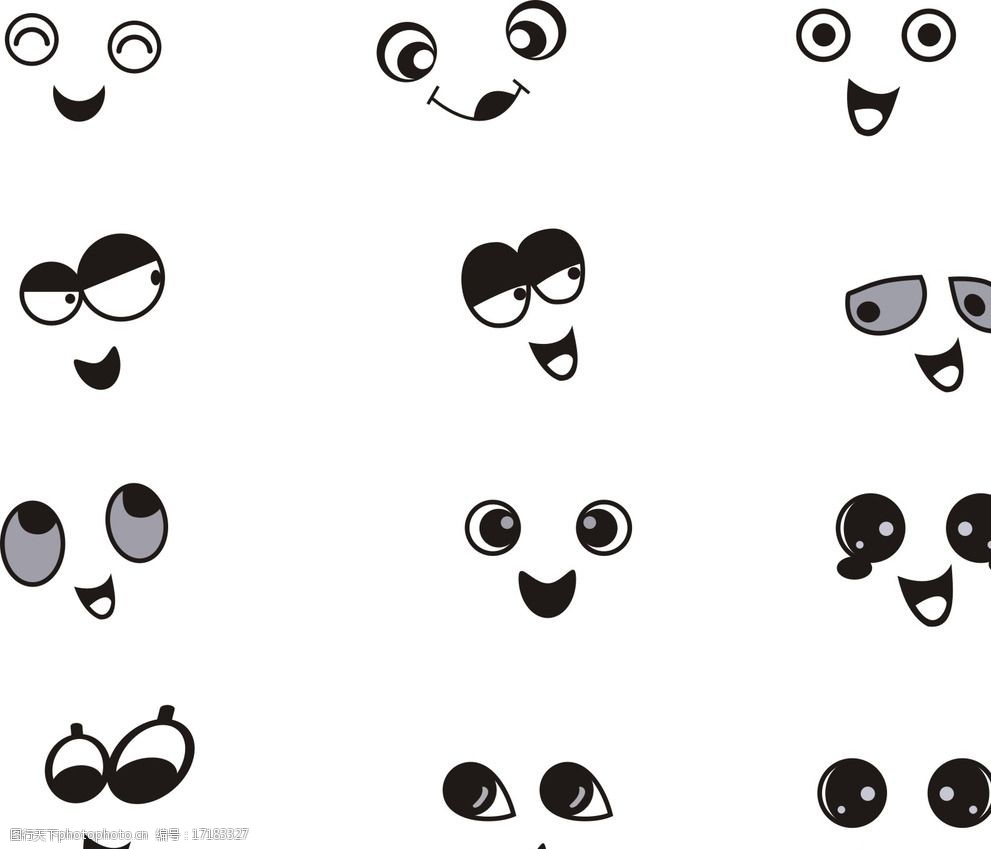 卡通头像 卡通嘴巴 卡通鼻子 卡通人 矢量眼睛 熊猫眼睛 眼睛简笔画