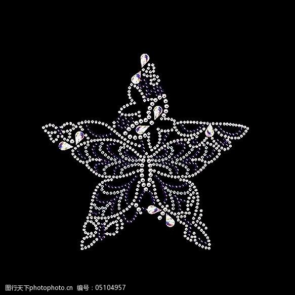 烫钻几何星形花纹植物花纹免费素材