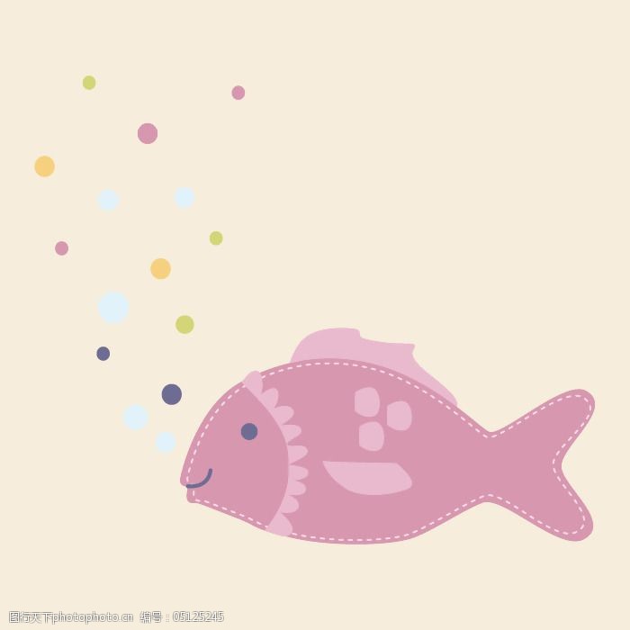 印花矢量图可爱卡通卡通动物鱼几何免费素材