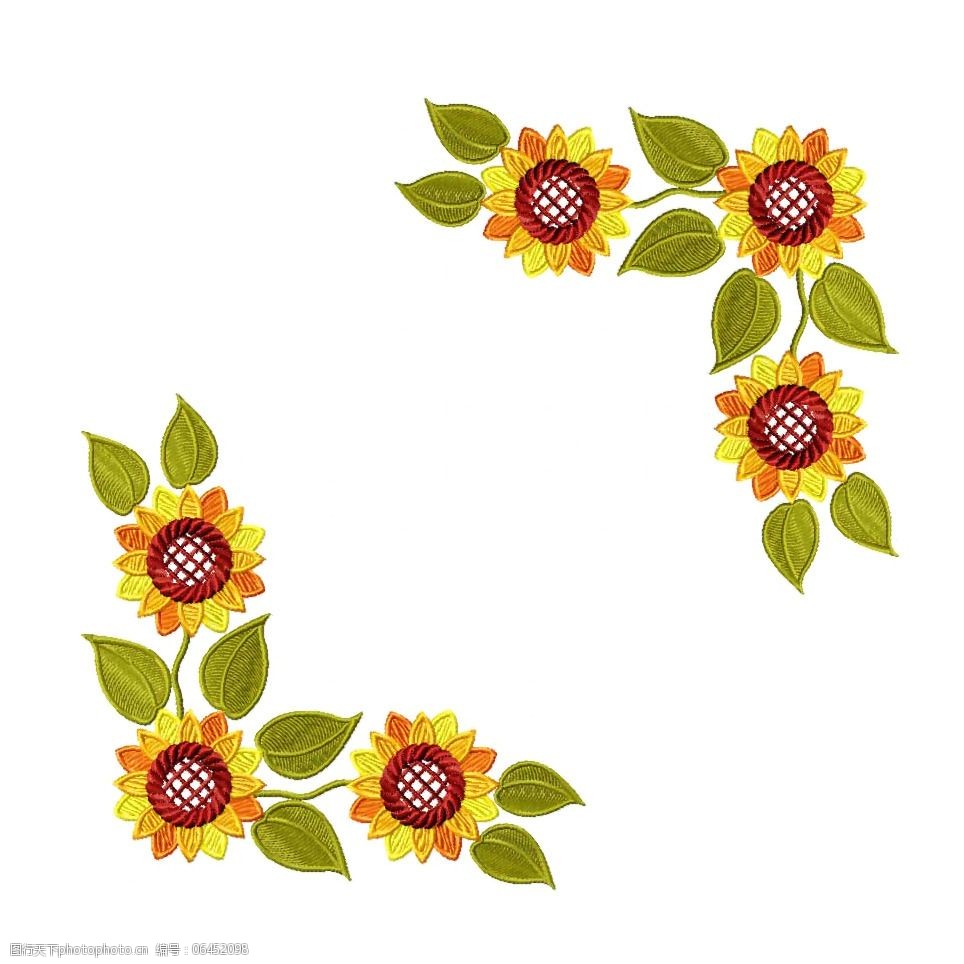 绣花花边花纹植物花纹向日葵免费素材
