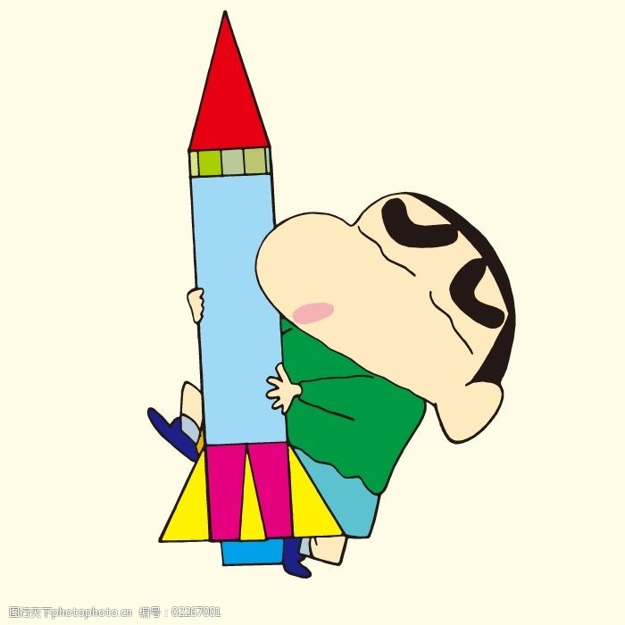 印花矢量图可爱卡通卡通形象蜡笔小新火箭免费素材
