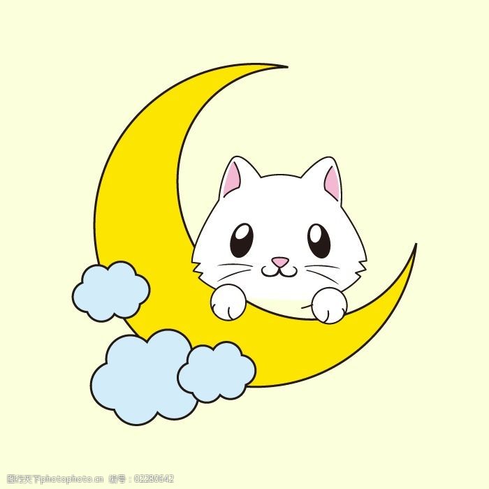 印花矢量图t恤图案卡通形象卡通动物猫免费素材