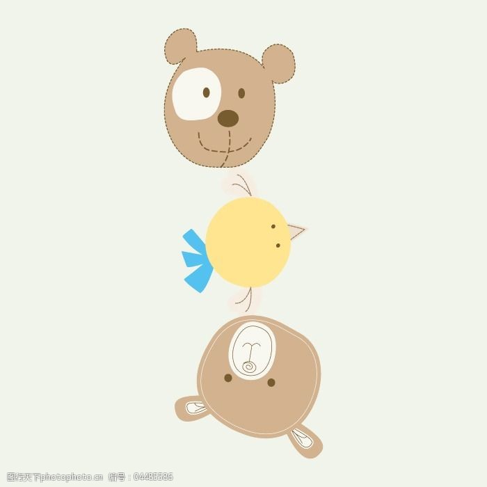 印花矢量图t恤图案可爱卡通动物熊免费素材