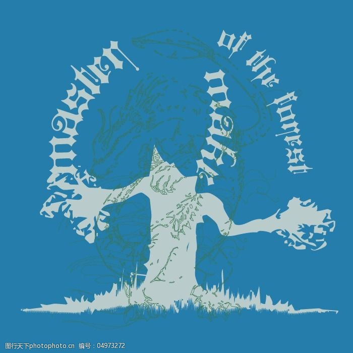 印花矢量图t恤图案图文结合植物大树免费素材
