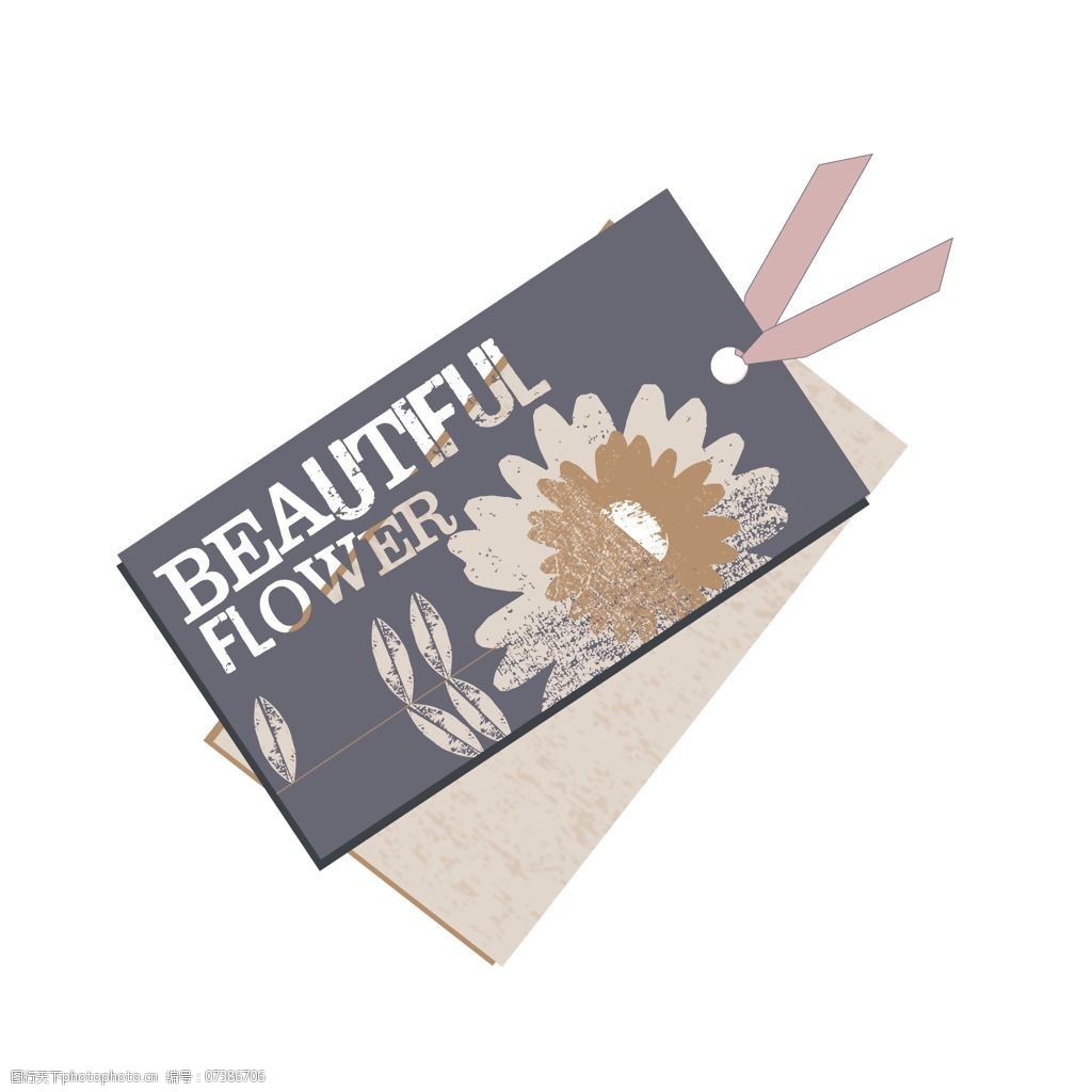 吊牌花朵英文免费素材