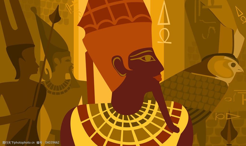 位图插画民族风埃及法老免费素材