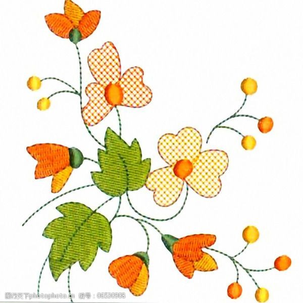 绣花植物花卉家纺免费素材图片-图行天下图库