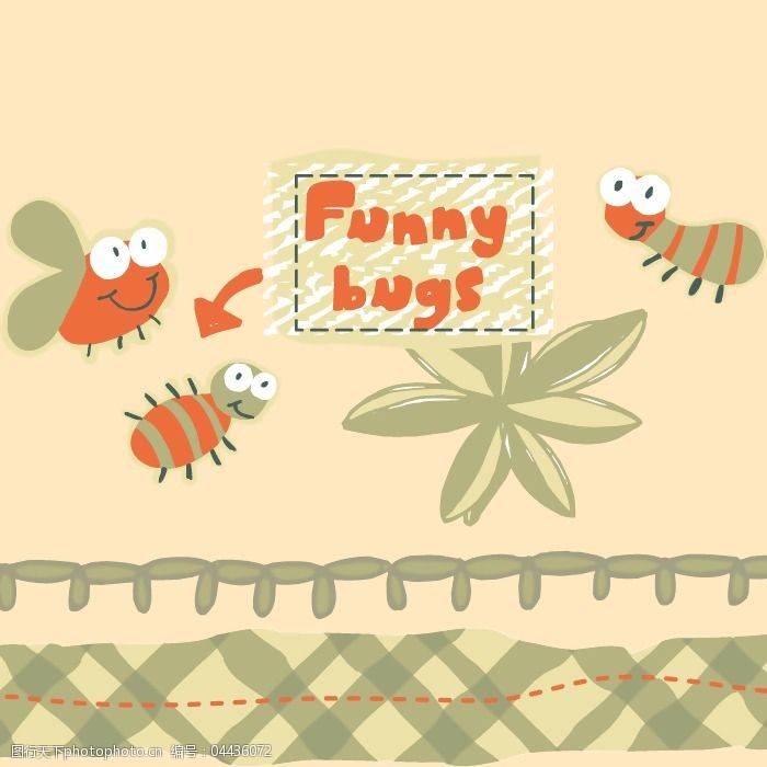 印花矢量图卡通动物昆虫蜜蜂蚂蚁免费素材