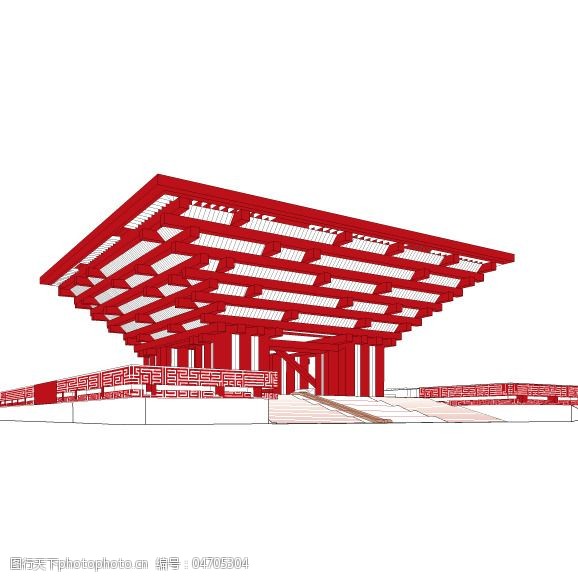 印花矢量图建筑中国馆2010年上海世博会色彩免费素材