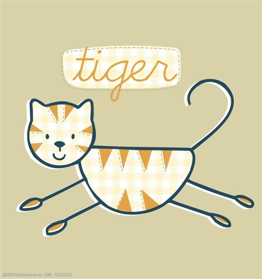 印花矢量图动物猫文字英文免费素材