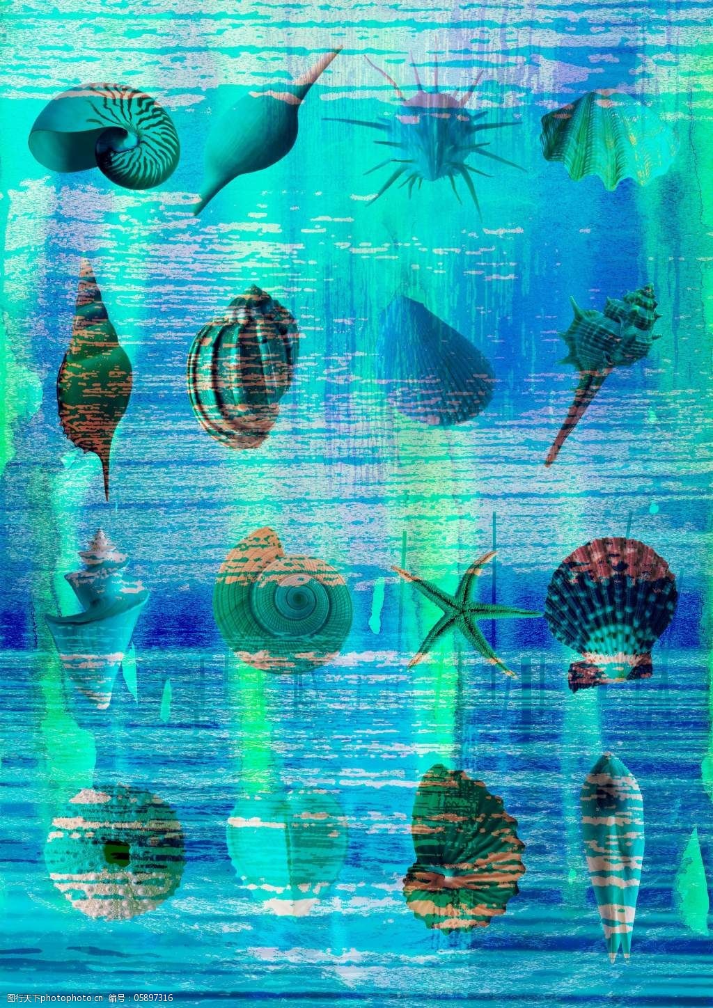 海底世界各种生物免费下载 背景 设计 图案 现代 海底世界各种生物