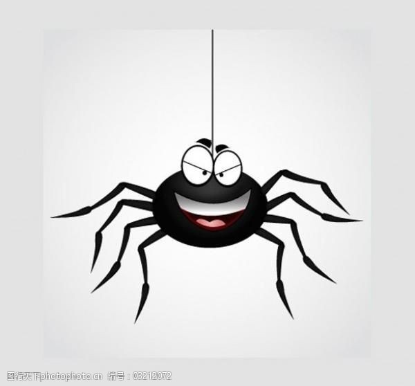 笑嘻嘻的黑蜘蛛的矢量图形